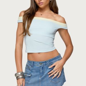 Strada Contrast Off Shoulder Top