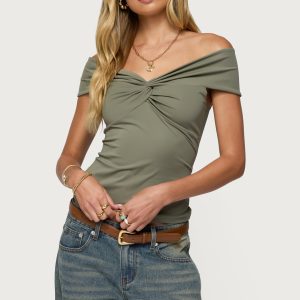 Twisted Front Off Shoulder Top