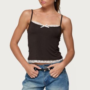 Adriel Contrast Lacey Tank Top