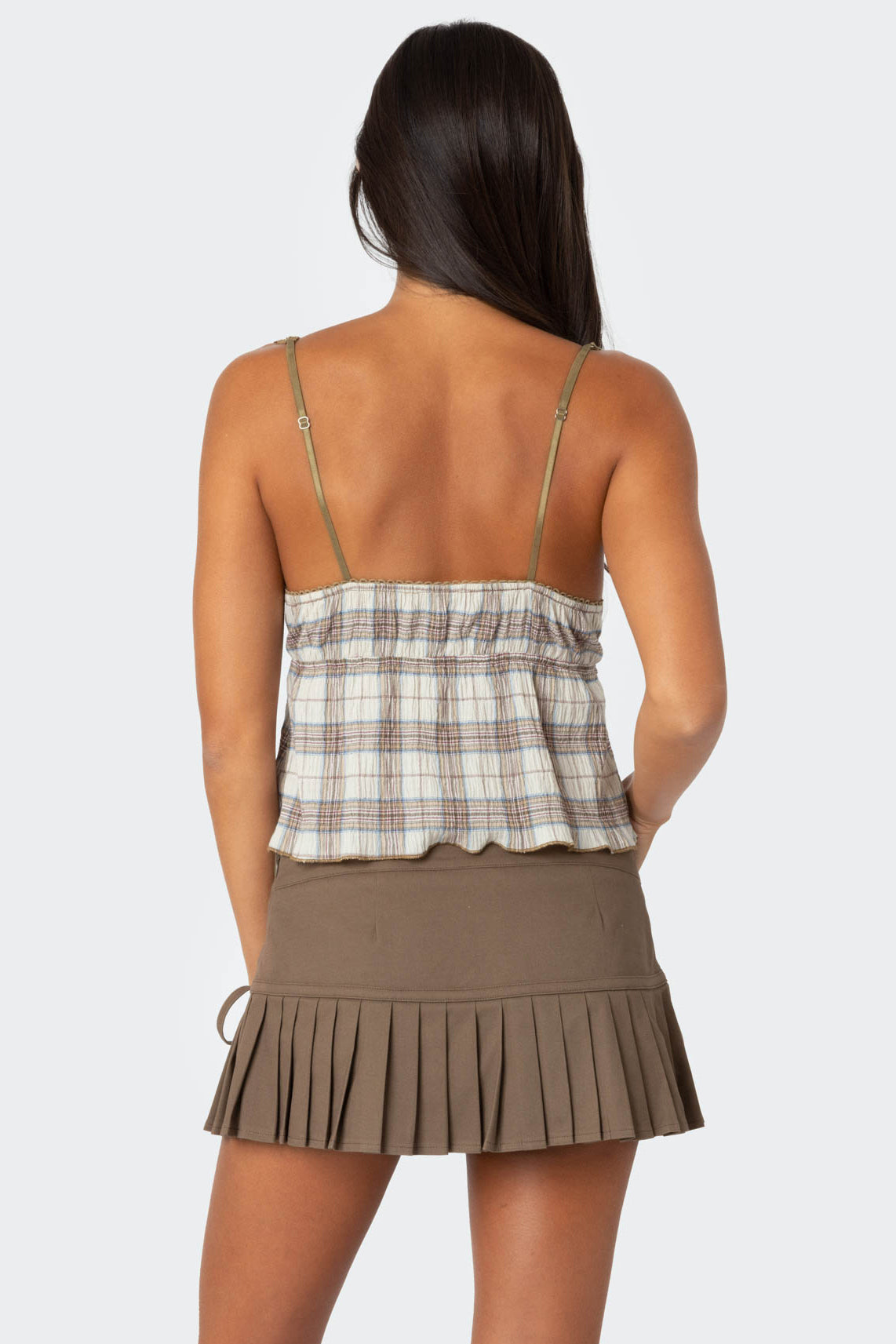 Plaid Lace Trim Tank Top - Image 4