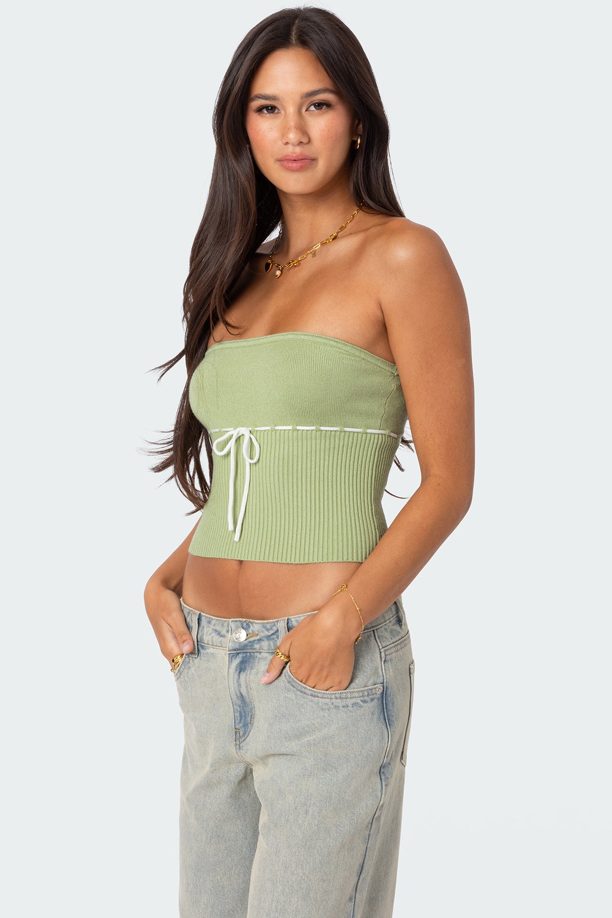 Elsie Knitted Tie Tube Top - Image 3