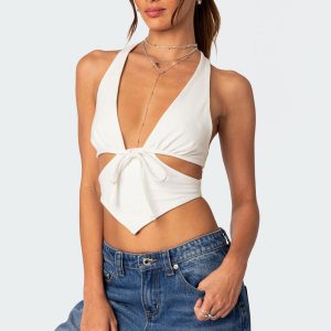 Cady Tie Front Cut Out Top