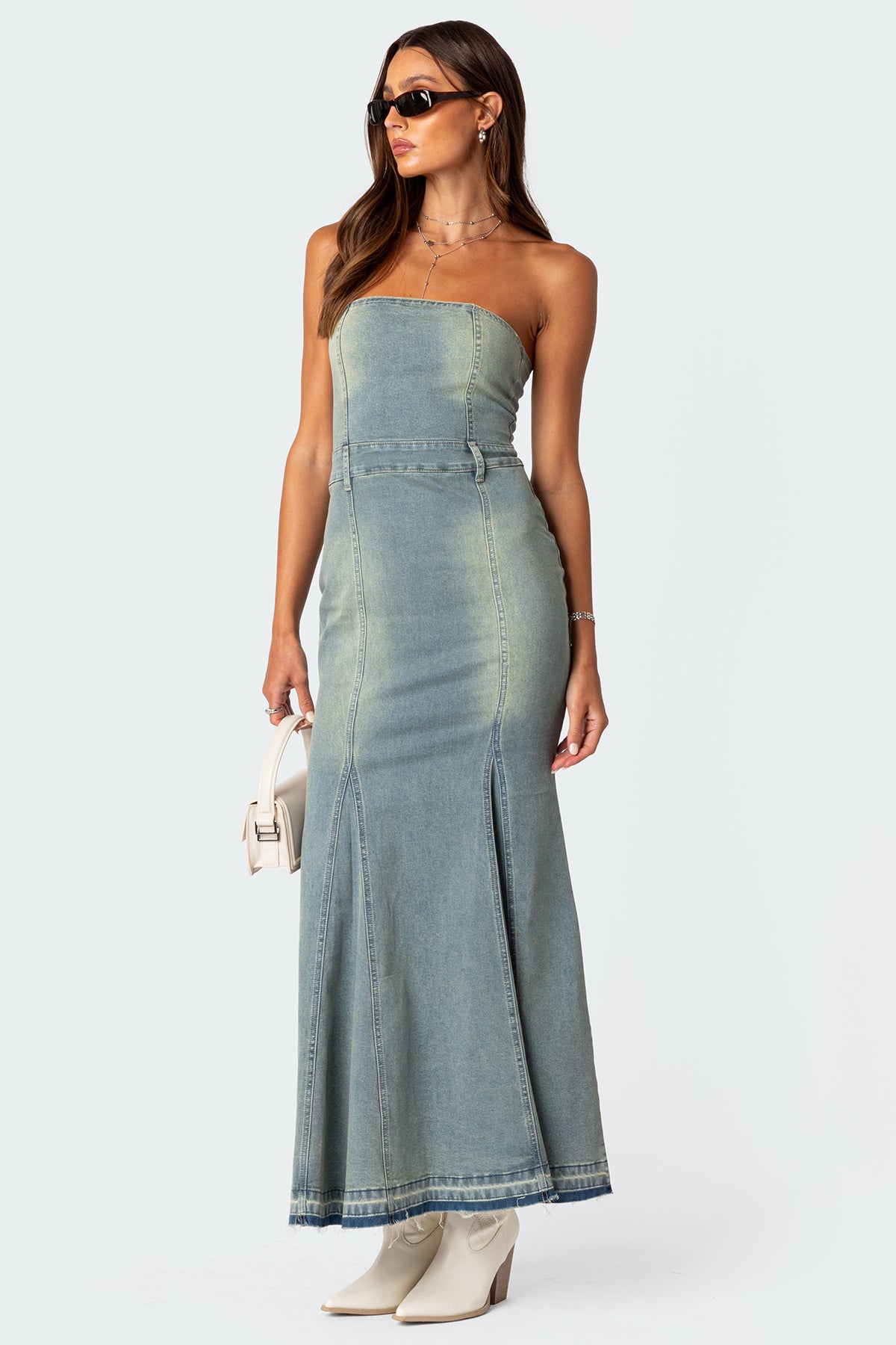 Astoria Slitted Denim Maxi Dress - Image 2