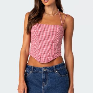 Pippa Gingham Lace Up Corset