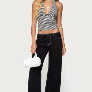 Contrast Stitch Low Rise Jeans