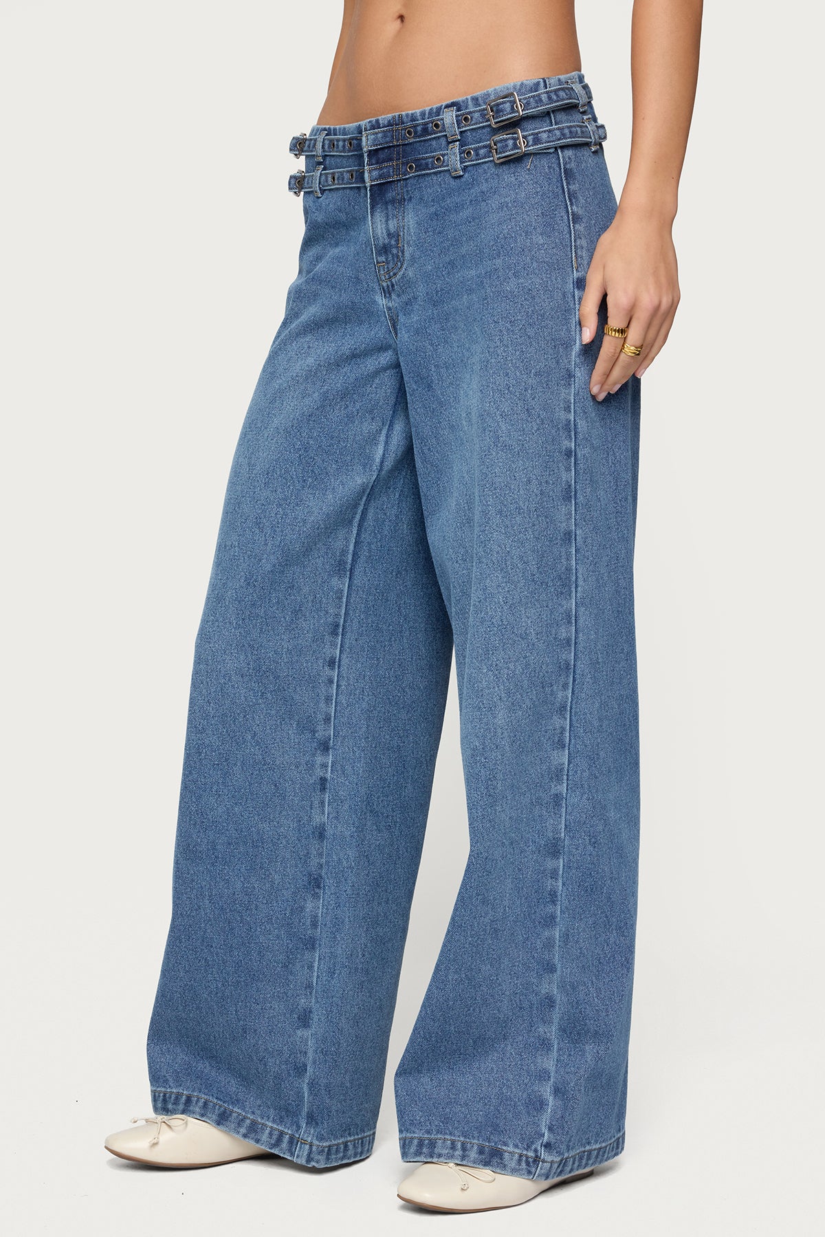 Livia Double Belt Low Rise Jeans - Image 4