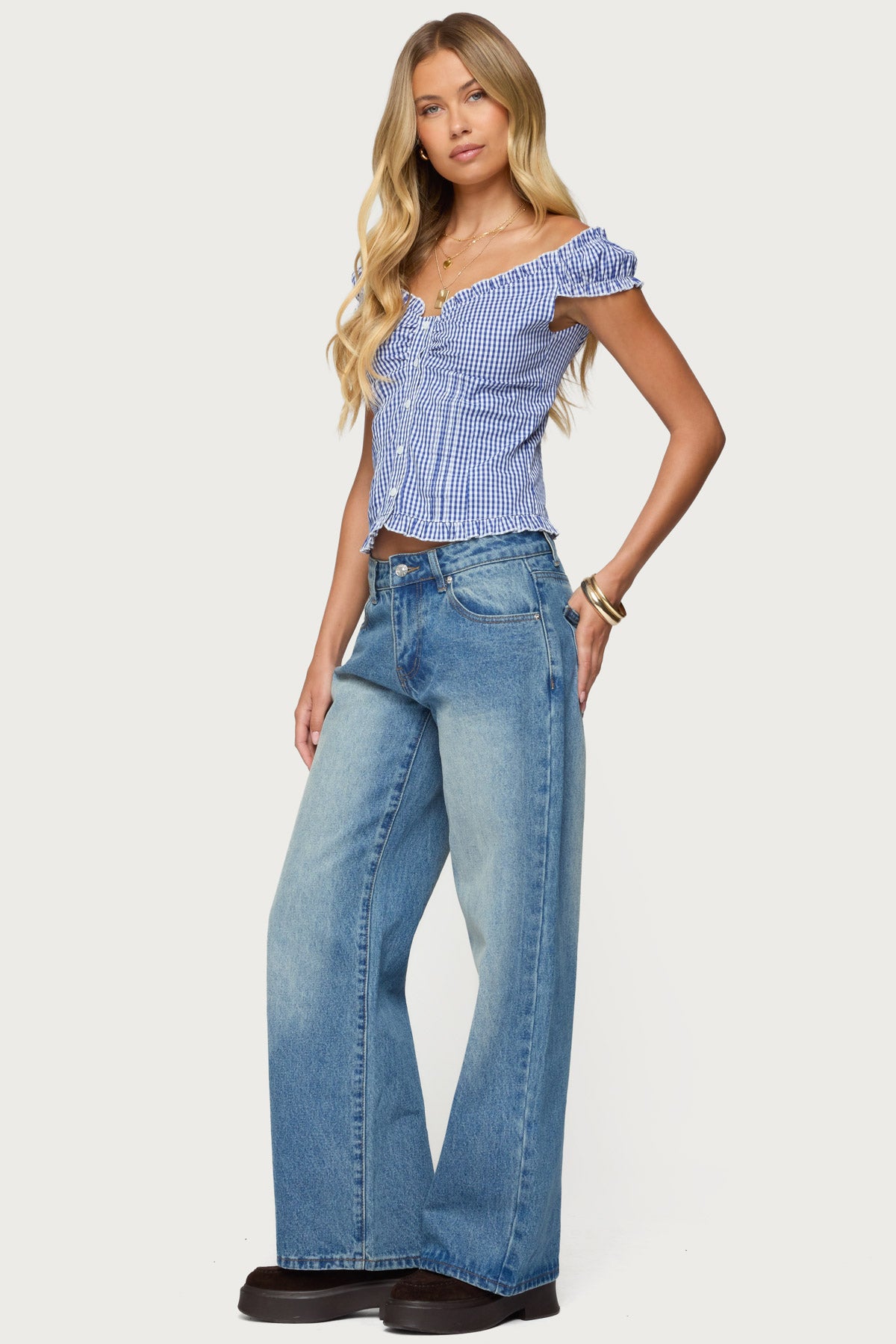 Dorothie Gingham Button Up Top - Image 4