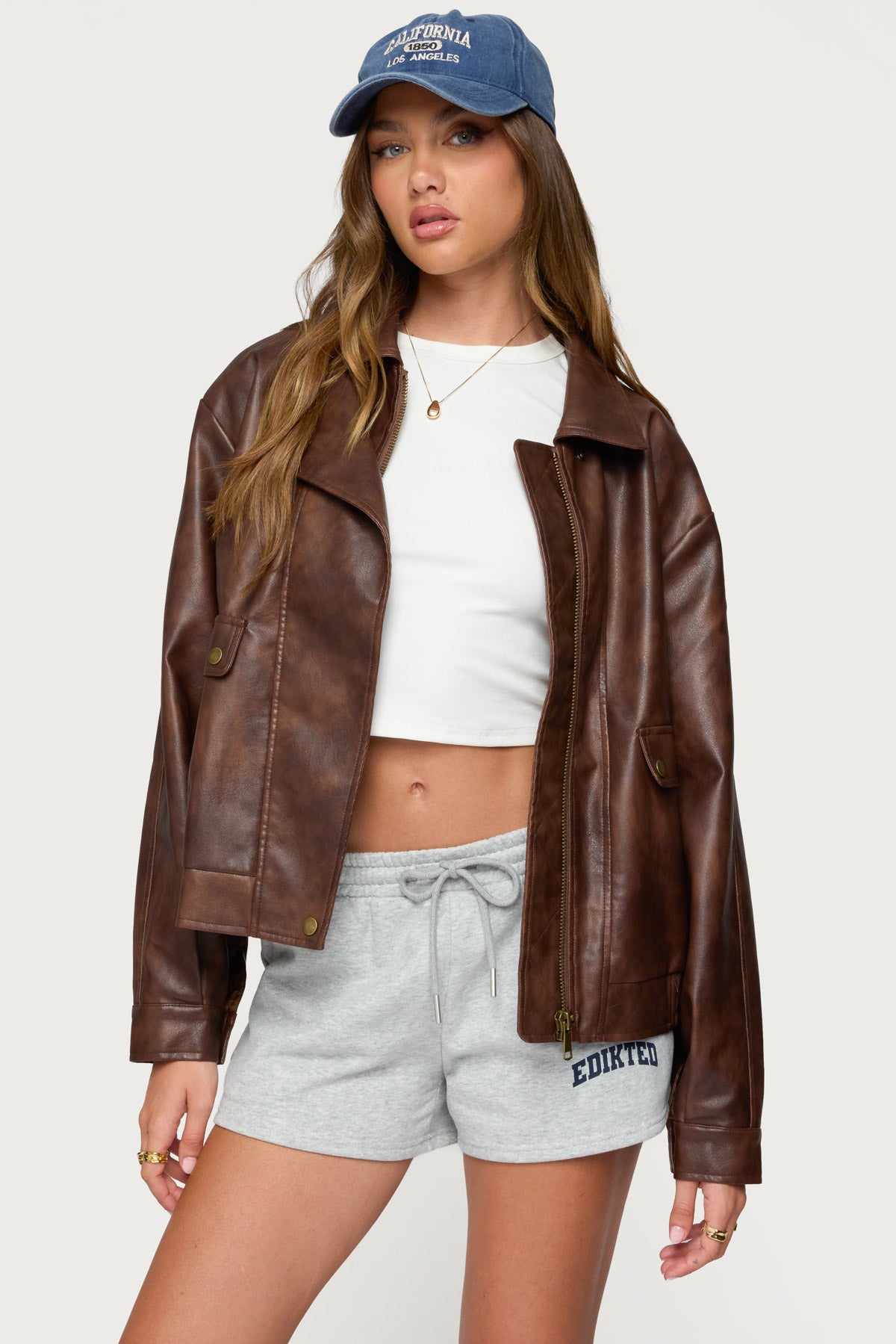 Ardella Oversized Faux Leather Jacket - Image 2
