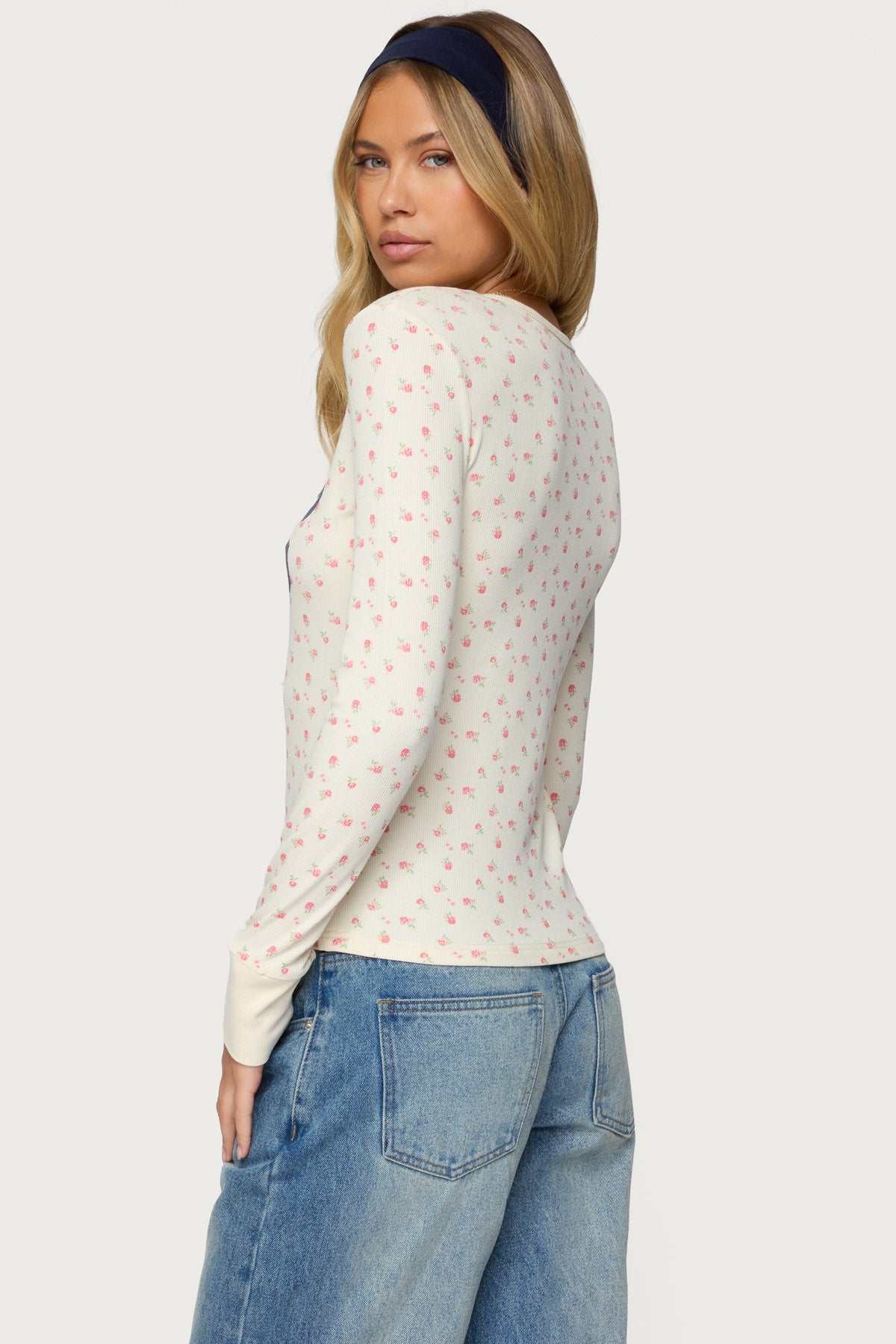 Cali Floral Ribbed Long Sleeve T Shirt - Image 5