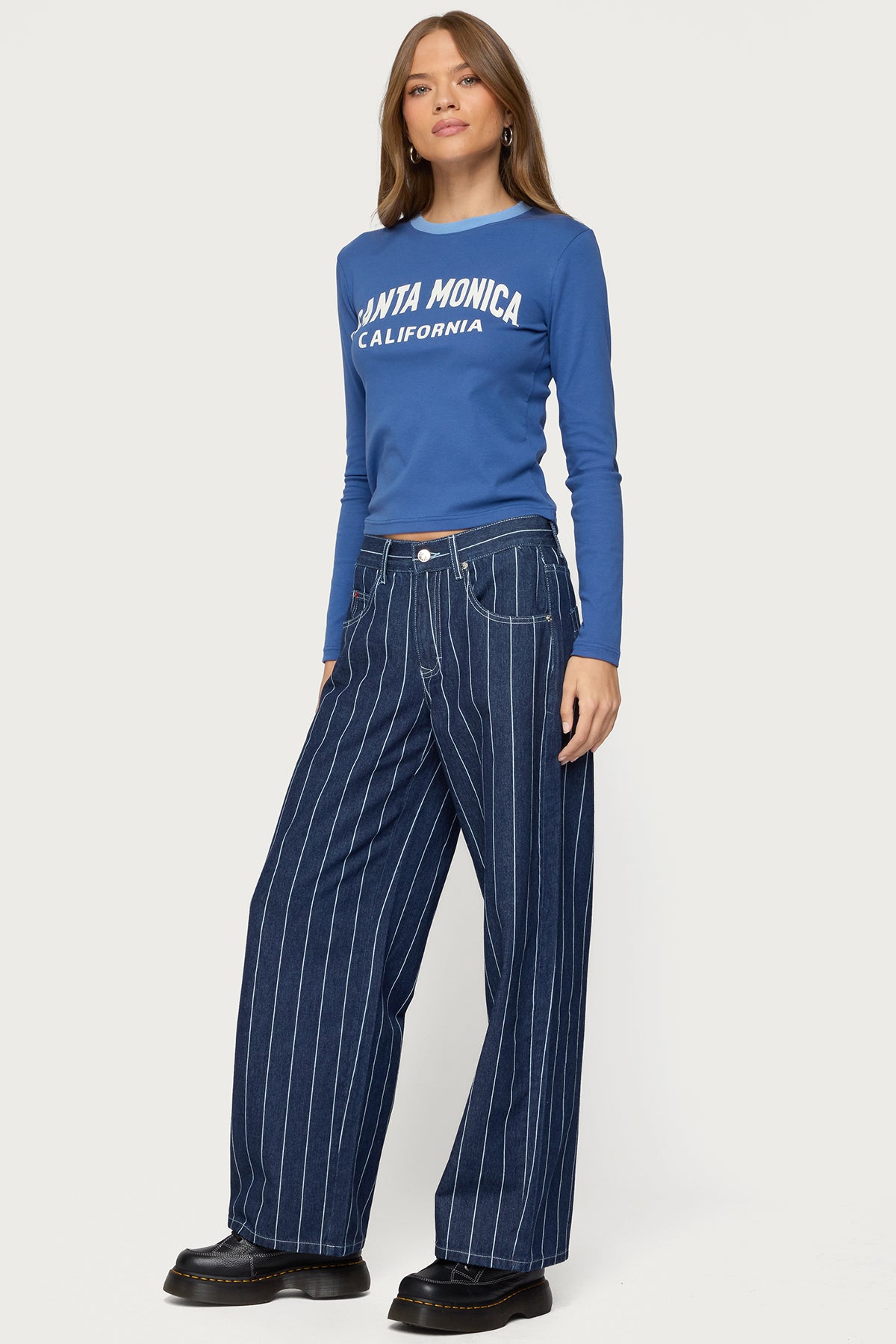 Kyler Pinstripe Low Rise Jeans - Image 3