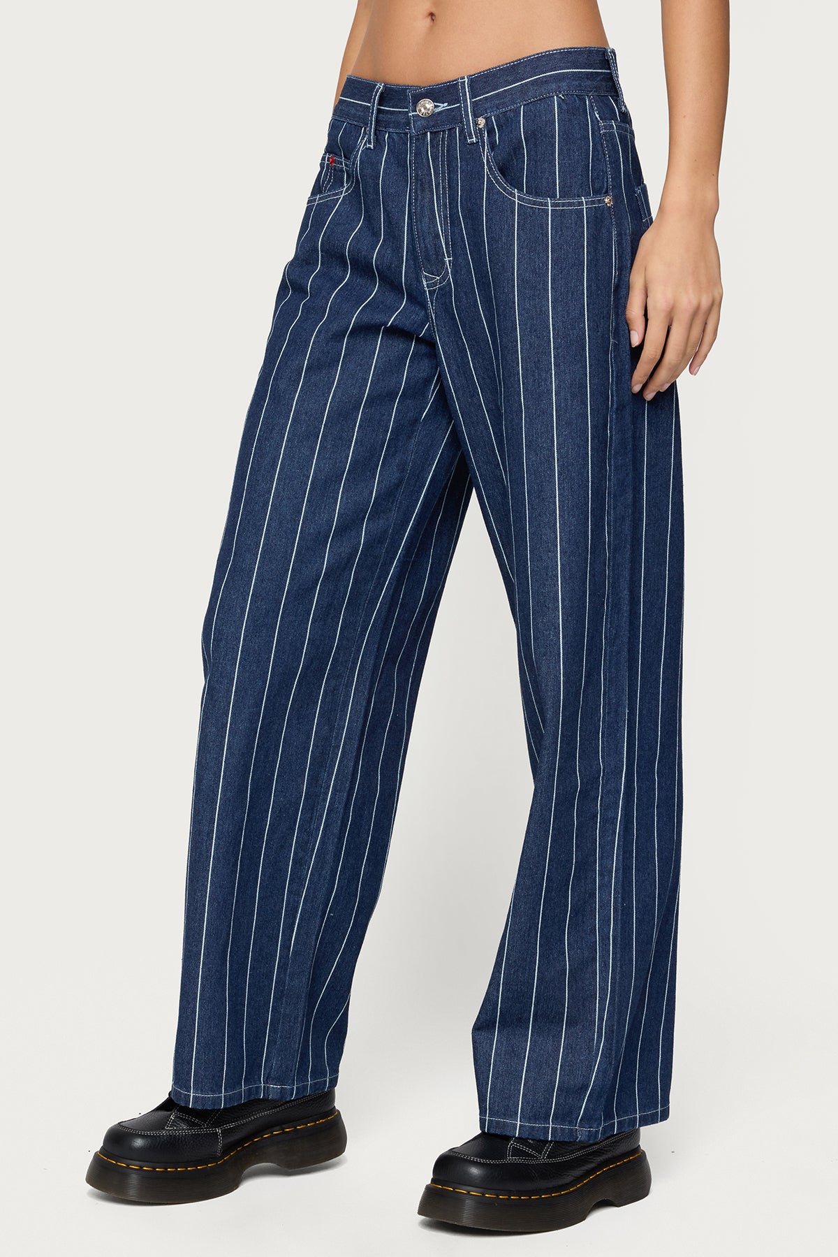Kyler Pinstripe Low Rise Jeans - Image 4