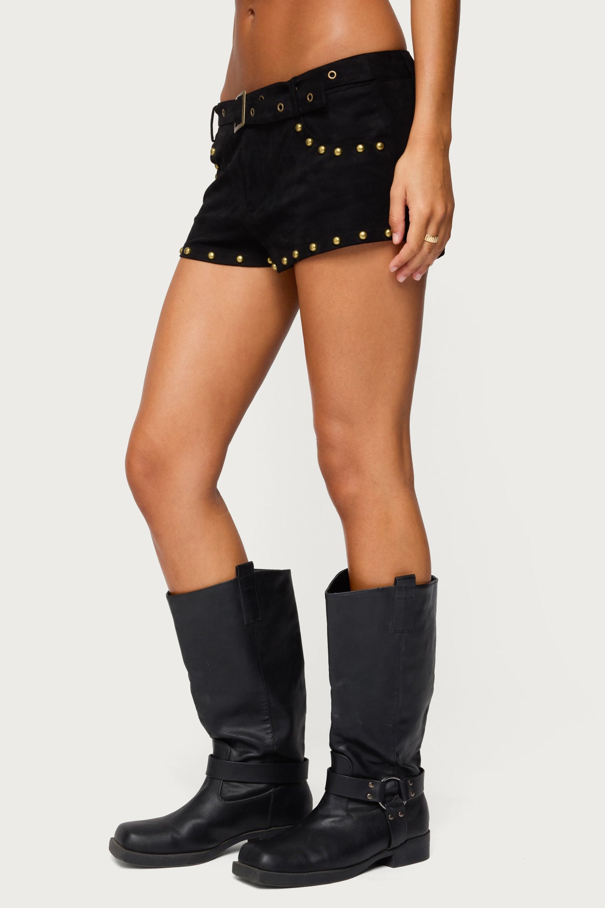 Studded Faux Suede Micro Shorts - Image 5