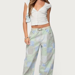 Patchwork Low Rise Baggy Jeans