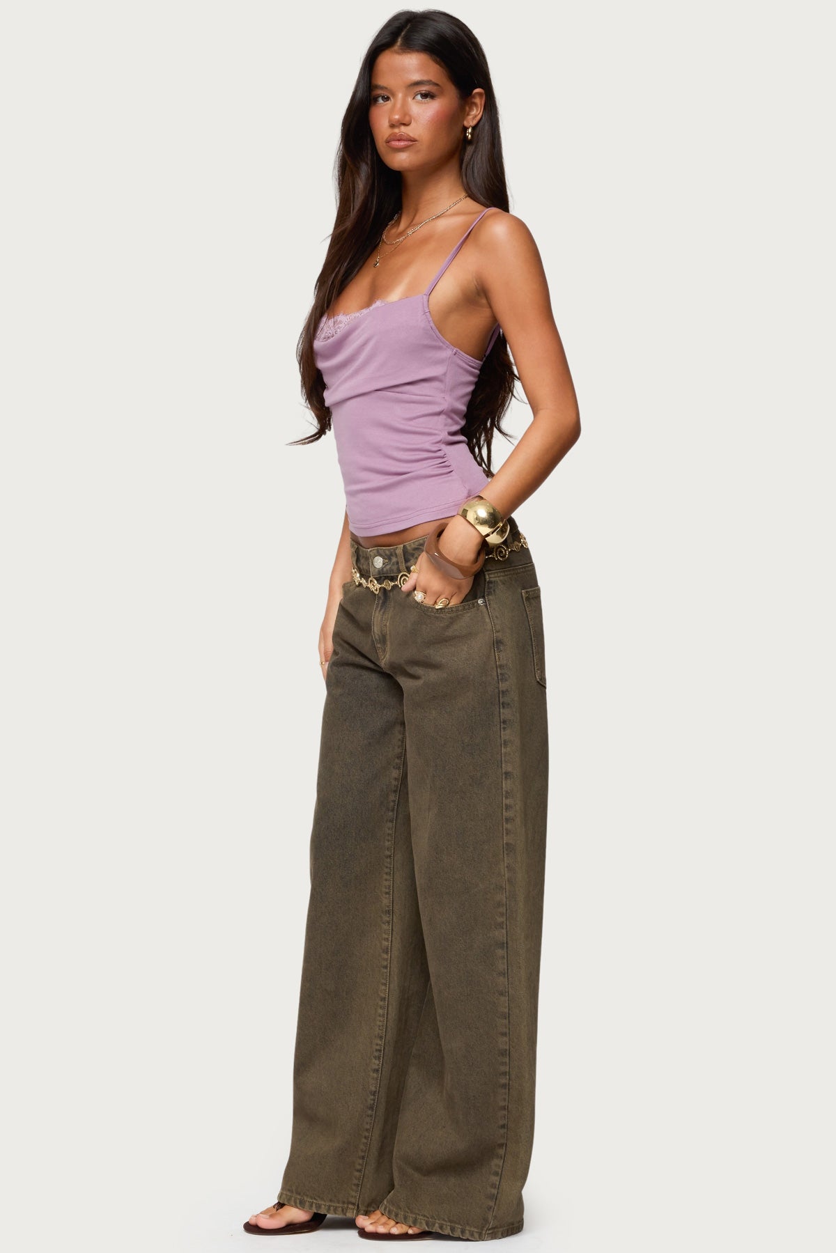 Bobbie Layered Lace Cowl Neck Top - Image 3