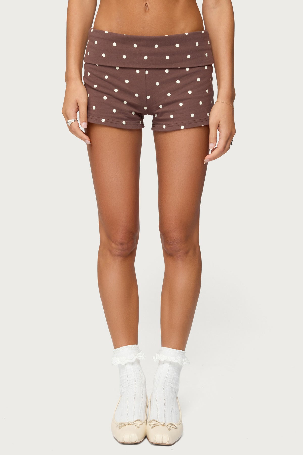 Chelsie Polka Dot Foldover Shorts - Image 2