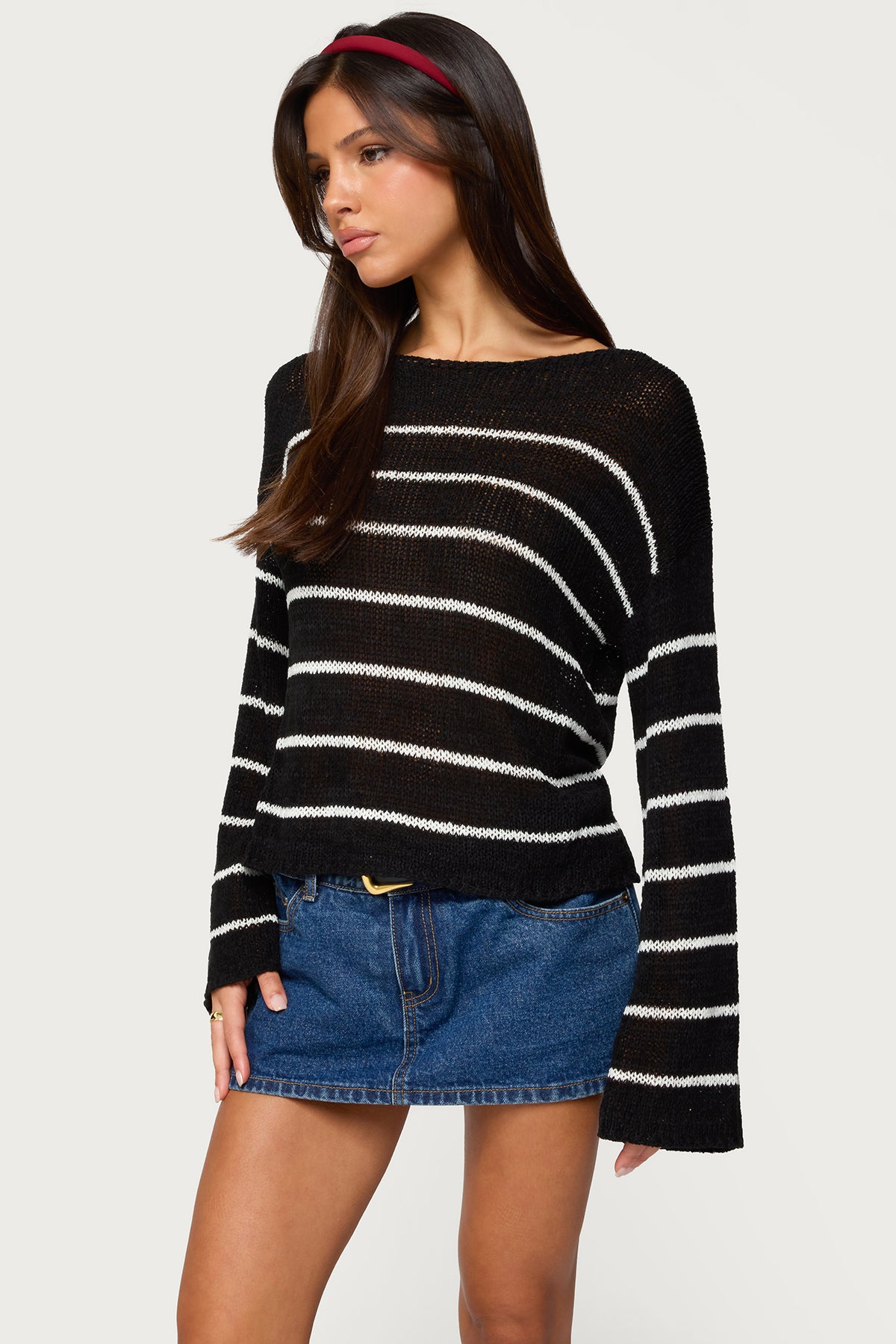 Drop Shoulder Light Knit Sweater - Image 3