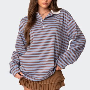 Stripey Oversized Collared Shirt