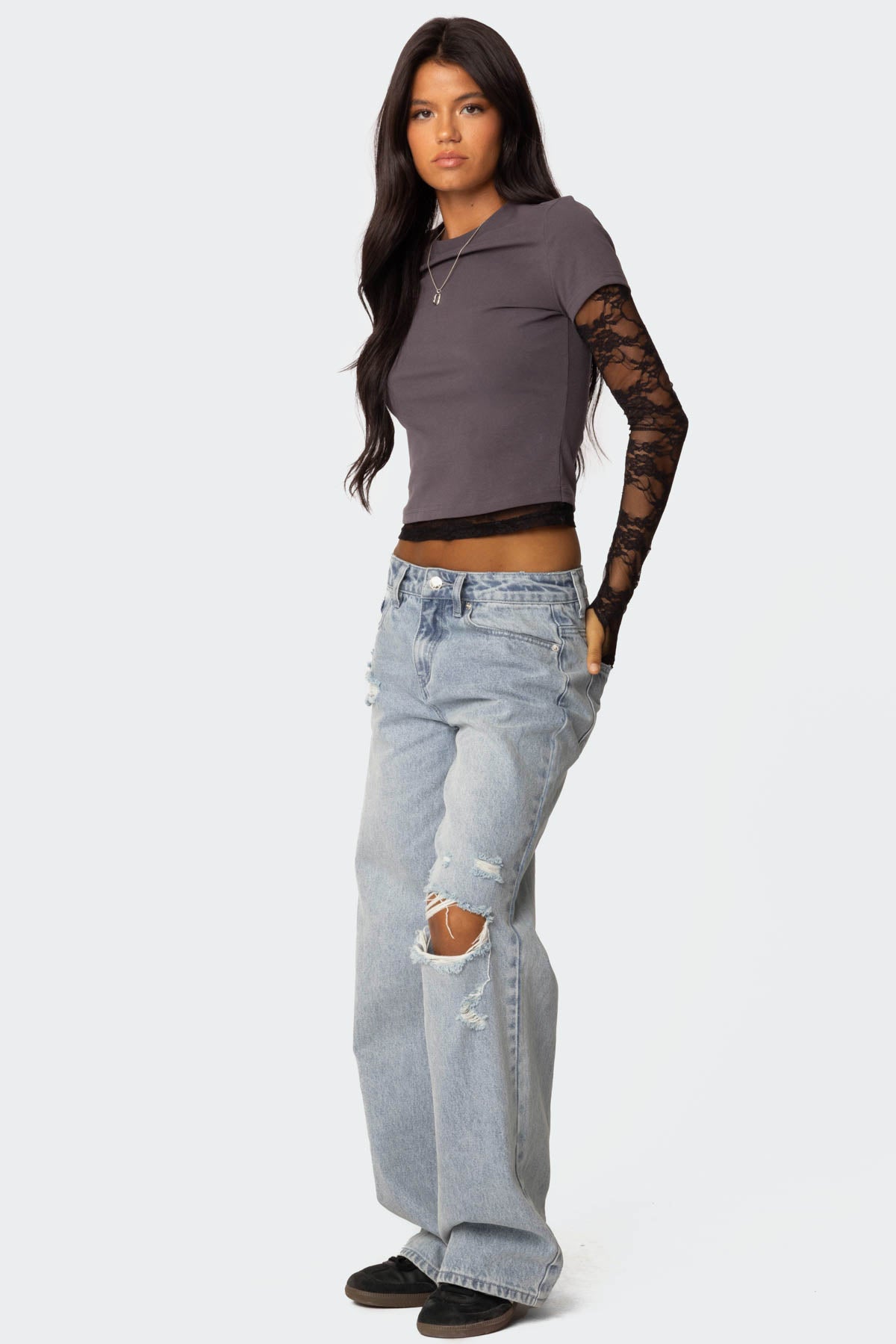 Adam Distressed Wide Leg Jeans - Image 4