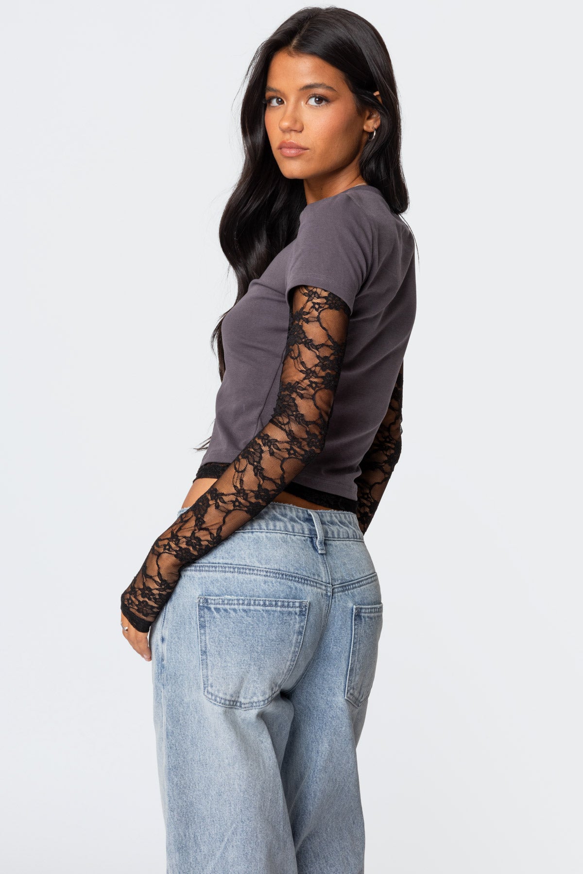 Layered Lace Sleeve T Shirt - Image 5