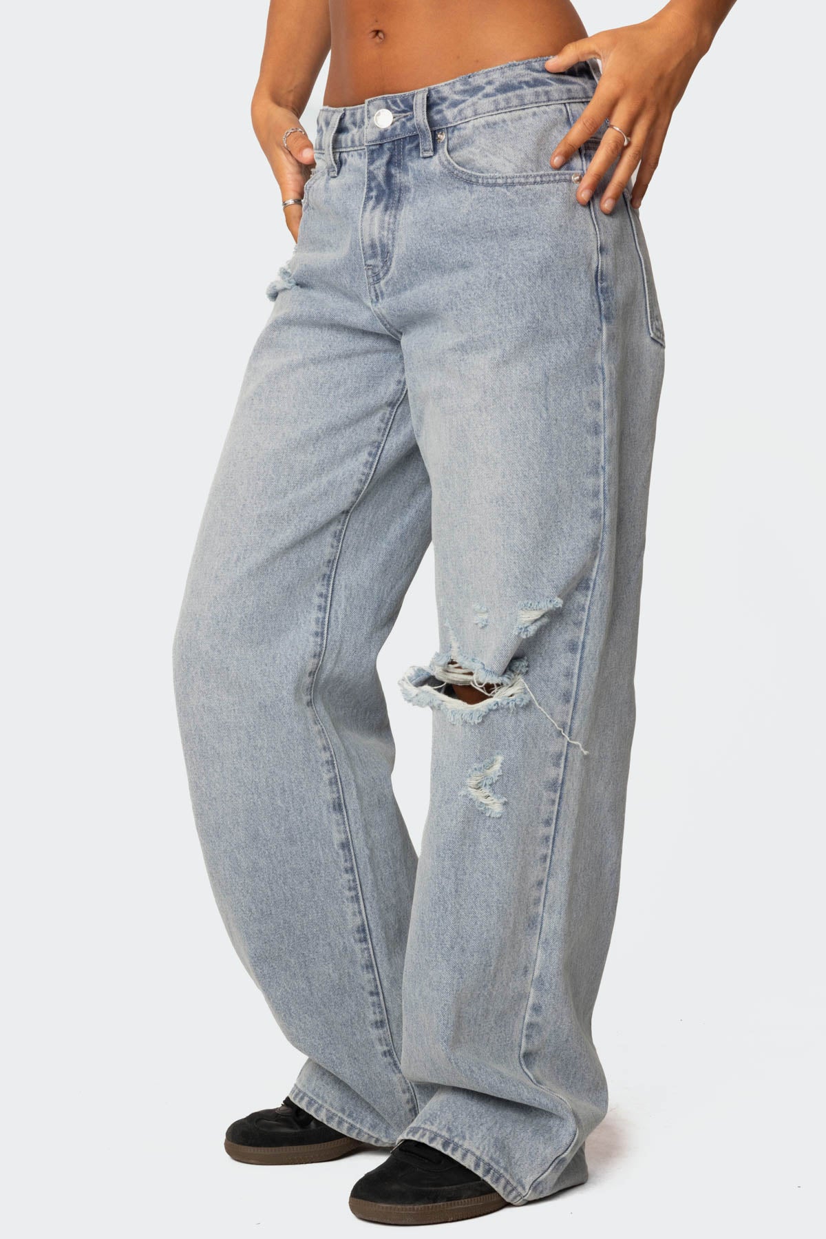 Adam Distressed Wide Leg Jeans - Image 3