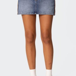 Vera Suede Trim Denim Mini Skirt