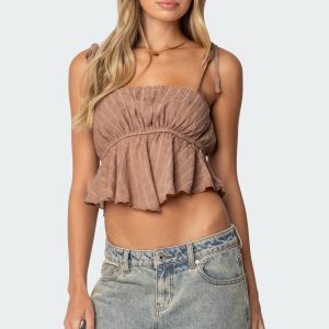 Rylie Textured Chiffon Flare Top
