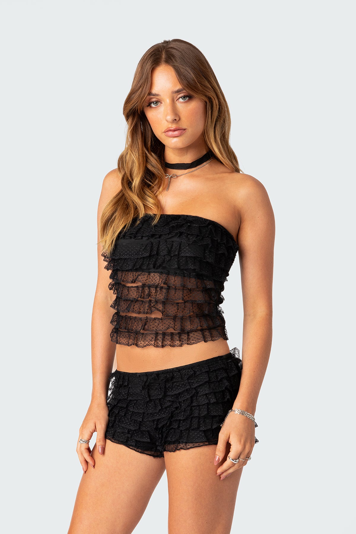 Julianna Sheer Ruffle Tube Top - Image 3