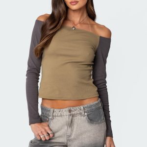 Contrast Off Shoulder Top