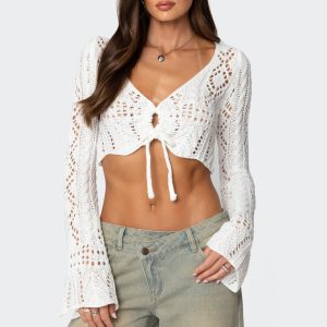 Tie Front Crochet Crop Top