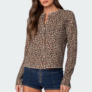 Leopard Printed Knit Cardigan