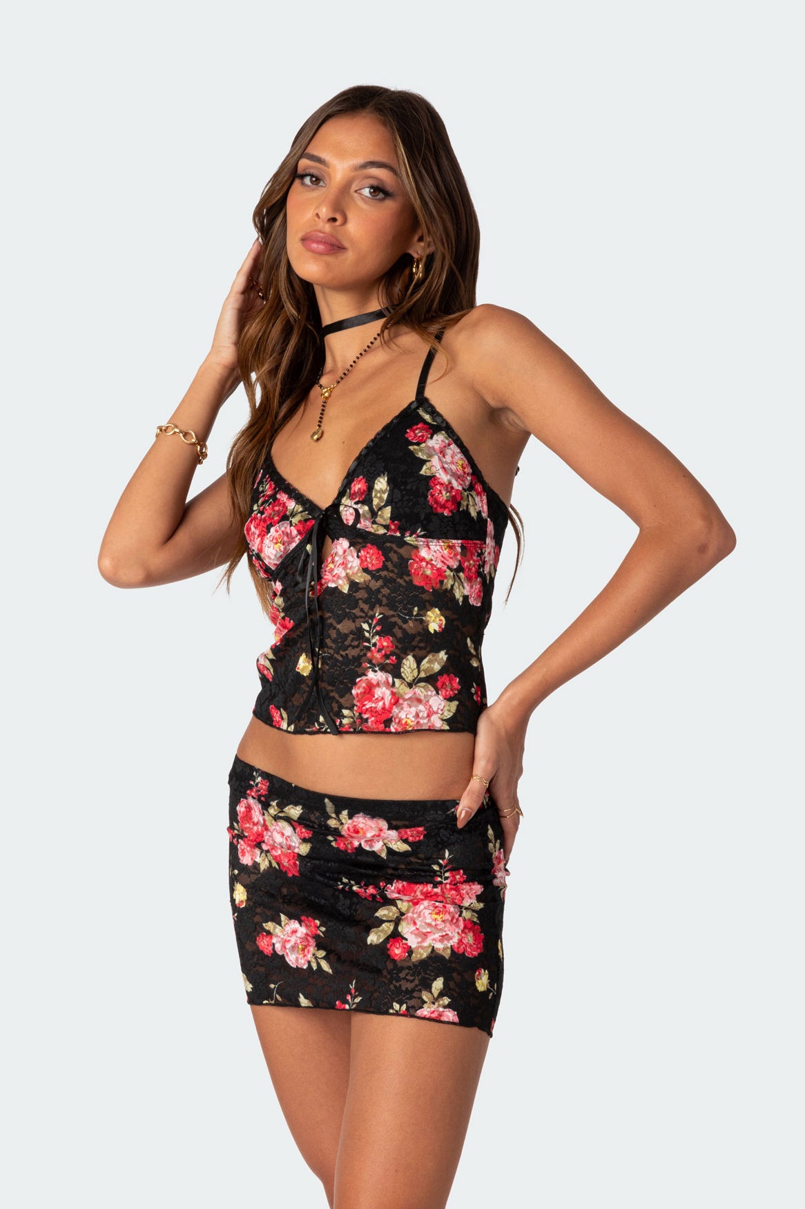 Portofino Printed Sheer Lace Tank Top - Image 3