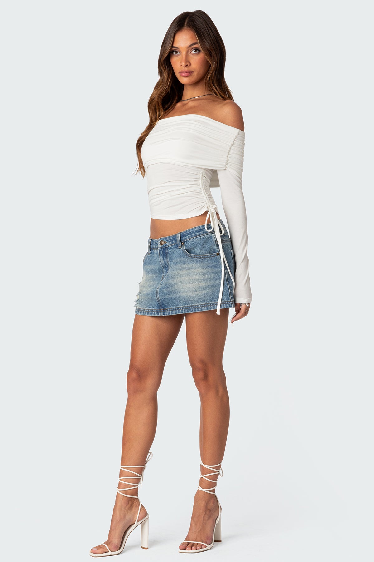 Gathered Fold Over Drawstring Top - Image 5