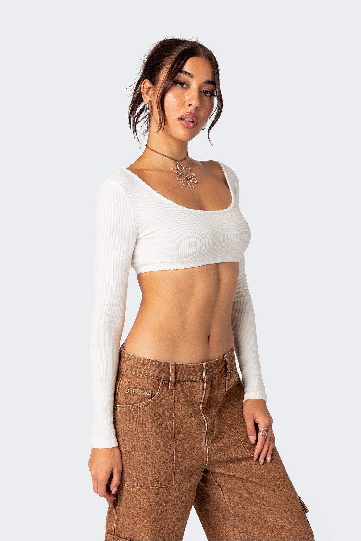 Sydney Ribbed Open Back Crop Top - Image 3