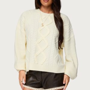 Braided Cable Knit Oversized Sweater