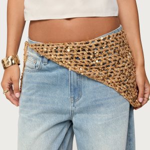 Sequin Crochet Waist Scarf