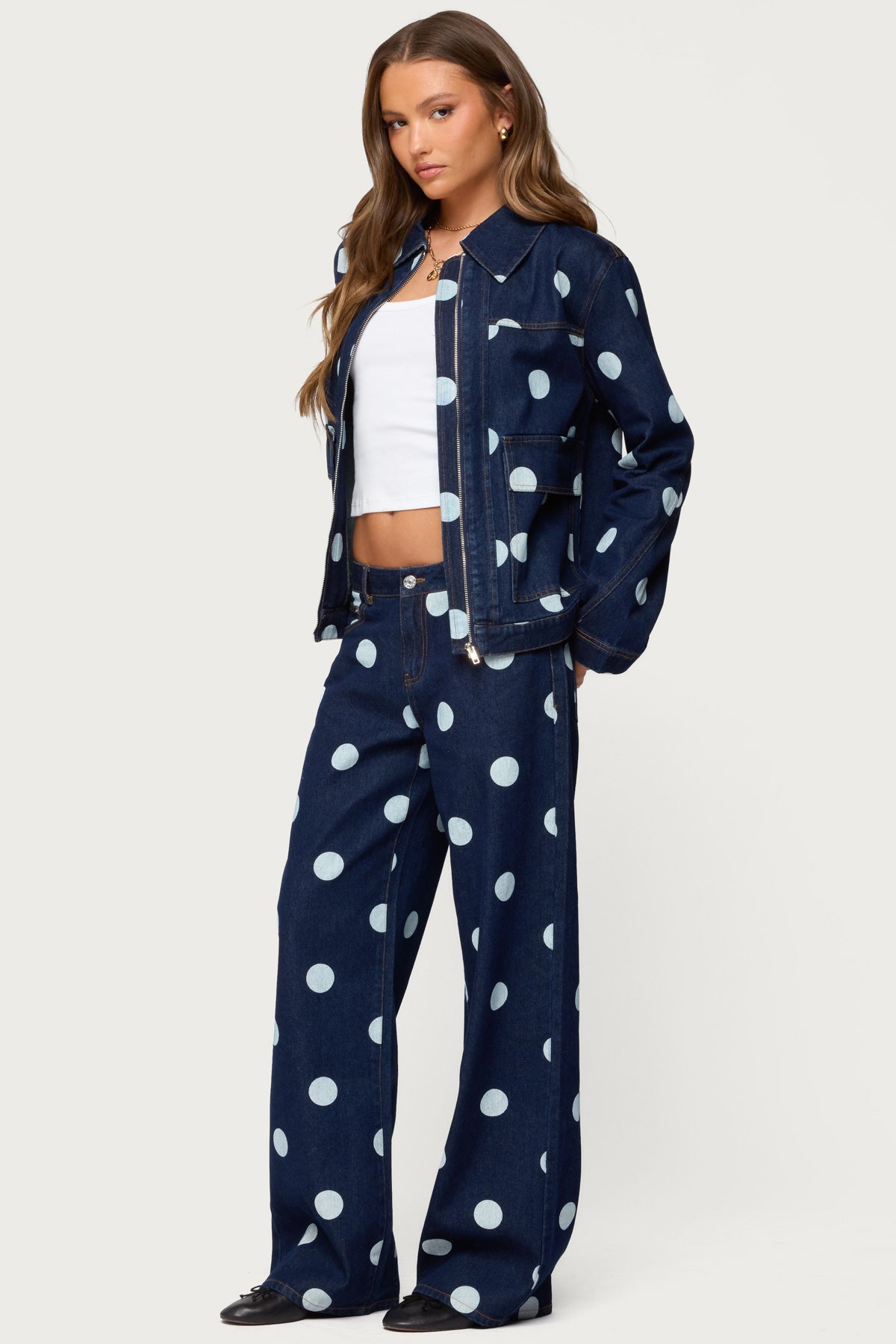 Leyah Polka Dot Low Rise Jeans - Image 3