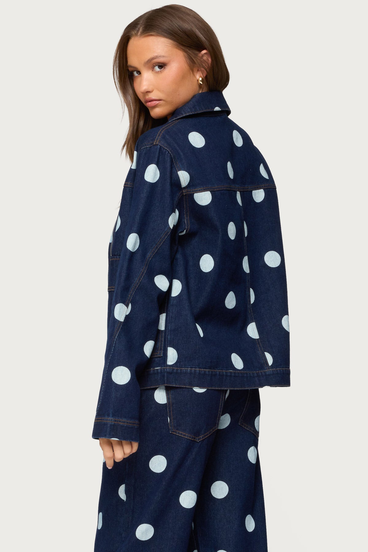 Leyah Polka Dot Oversized Denim Jacket - Image 6
