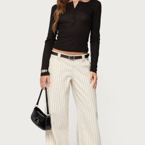 Cory Striped Low Rise Jeans
