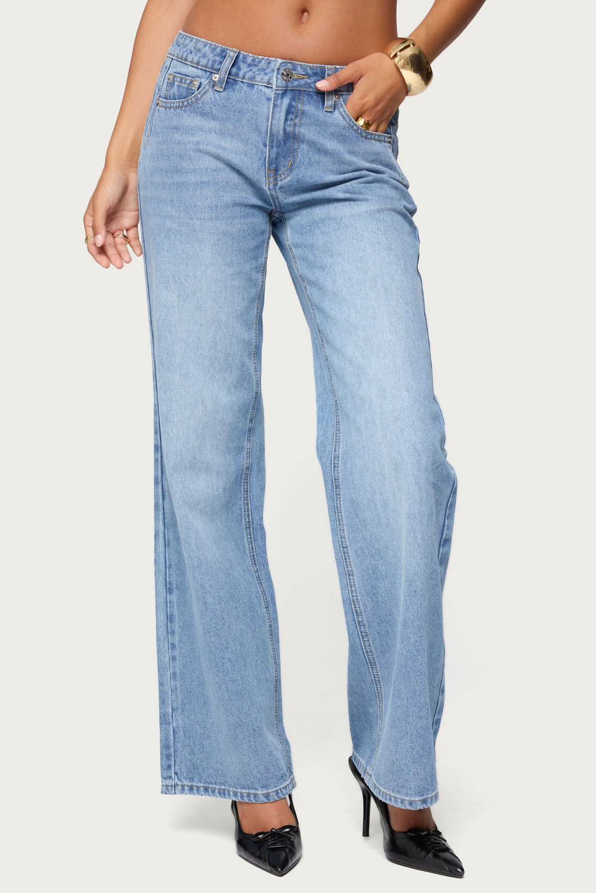 Holly Straight Leg Mid Rise Jeans - Image 2