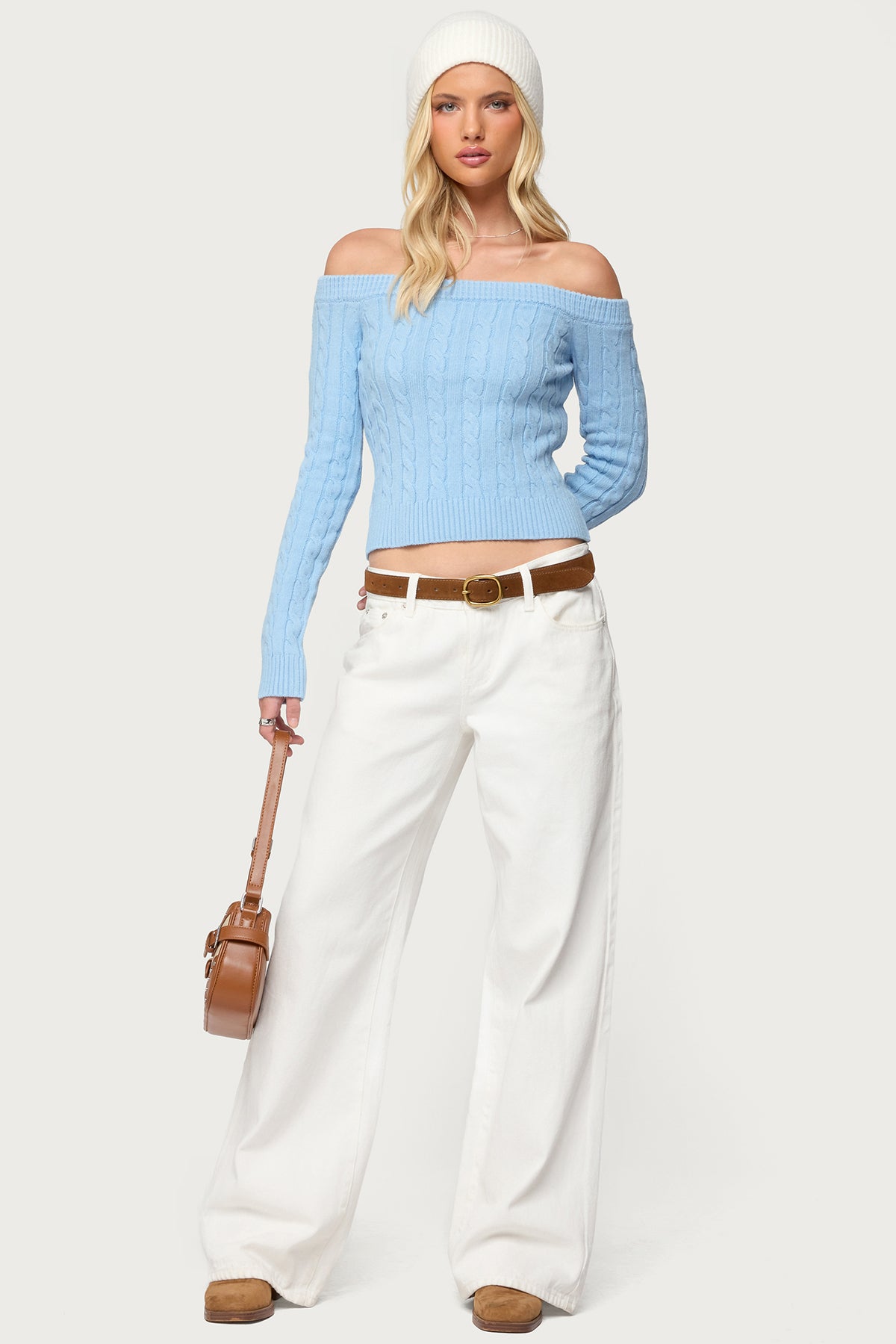 Taniza Off Shoulder Cable Knit Sweater - Image 3