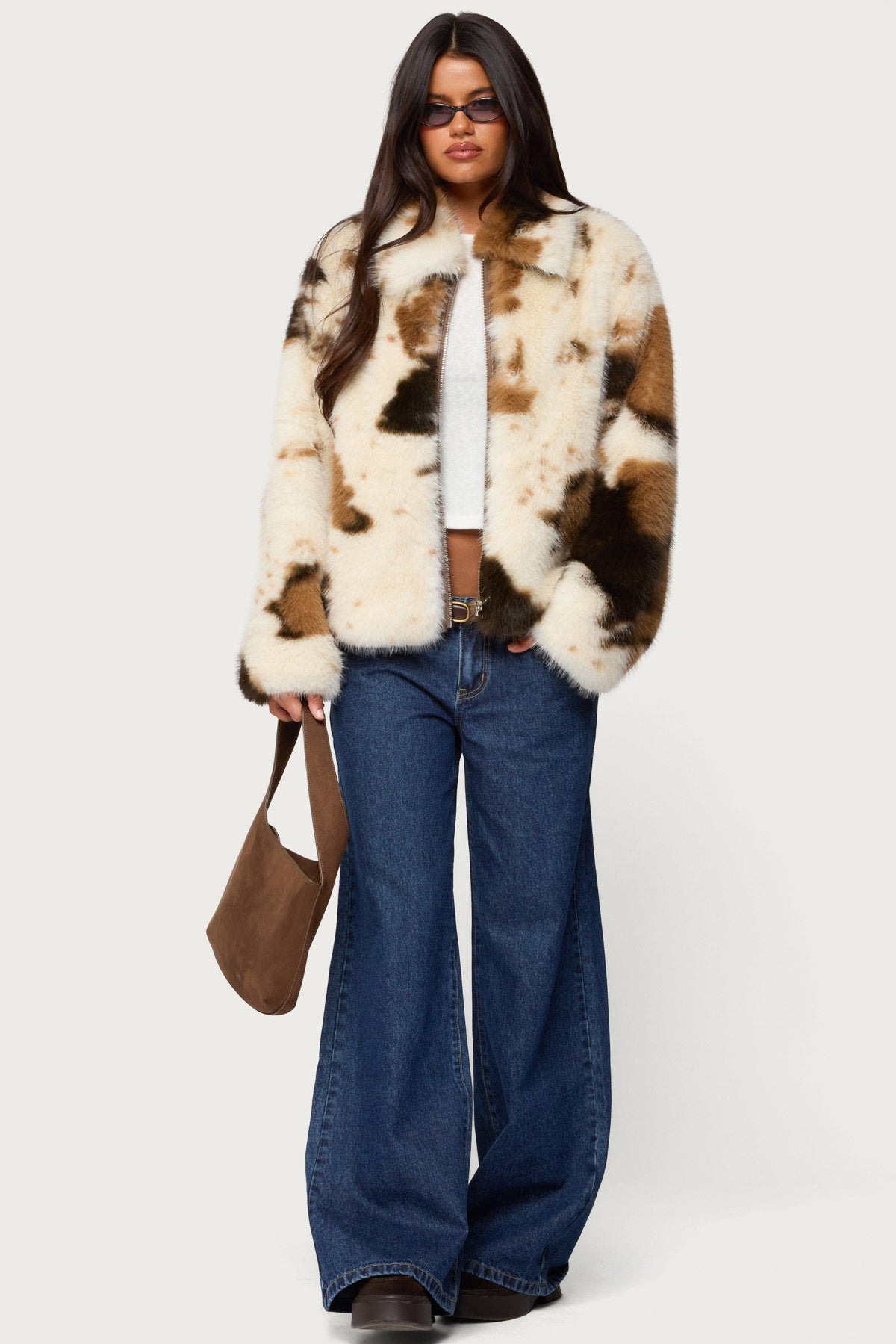 Rayan Cow Print Faux Fur Jacket - Image 2