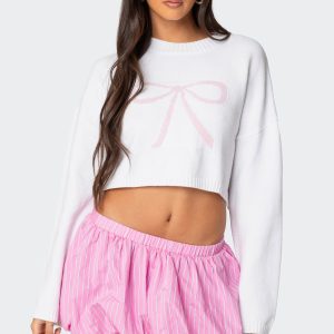 Knit Bow Cropped Sweater