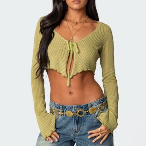Bekkah Ribbed Knit Tie Front Top