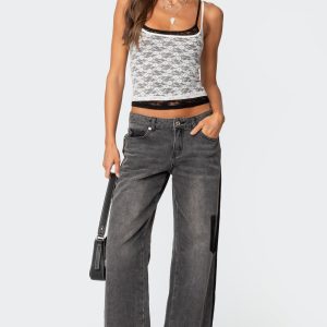 Contrast Pocket Washed Low Rise Jeans