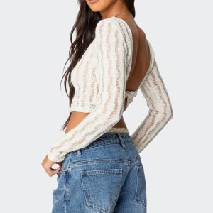Twisted Back Textured Knit Top