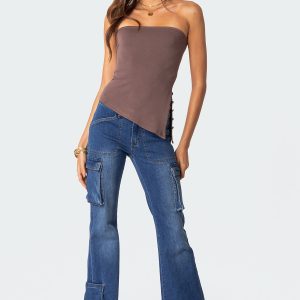 Roslyn Denim Flared Cargo Pants