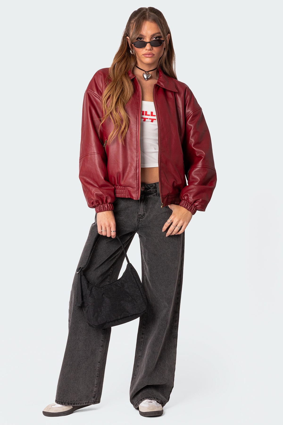 Halley Faux Leather Bomber Jacket - Image 4