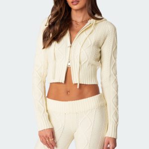 Ray Cable Knit Hooded Cardigan