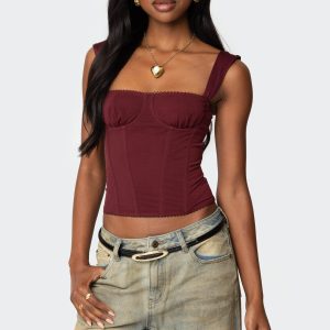 Marcella Wide Strap Mesh Corset