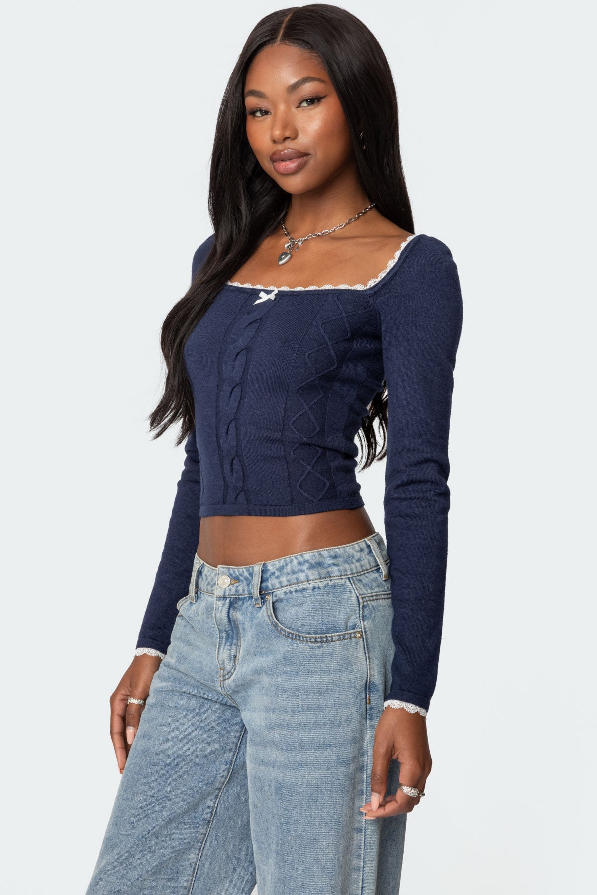 Ansley Lacey Cable Knit Top - Image 3